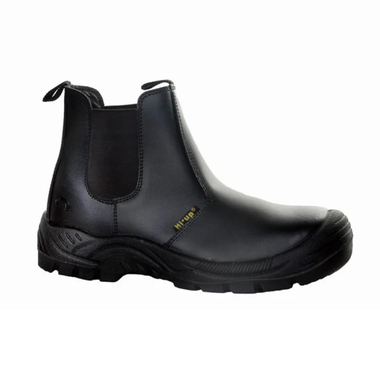 Кожаная верхняя часть черного цвета с противоскользящим покрытием и противоскользящим стальным носком Защитная обувь